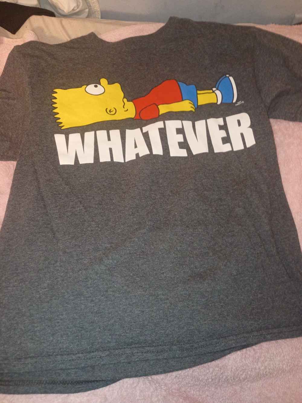 wonder nation Gray Bart Simpson 'WHATEVER' Graphic Tee with Colorful Print